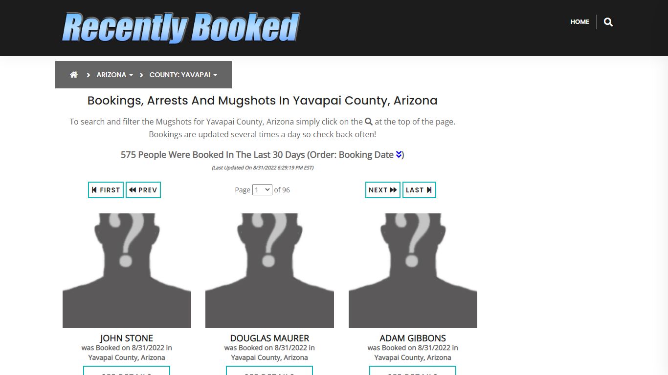 Recent bookings, Arrests, Mugshots in Yavapai County, Arizona